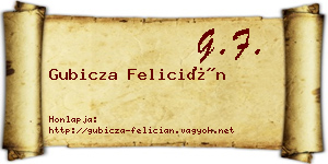 Gubicza Felicián névjegykártya